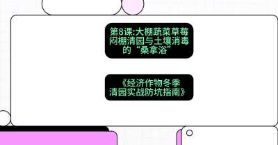 第8节：【大棚蔬菜草莓】闷棚清园与土壤消毒的&ldquo;桑拿浴&rdquo;，课程：《经济作物冬季清园&middot;实战防坑指南》#识农AI