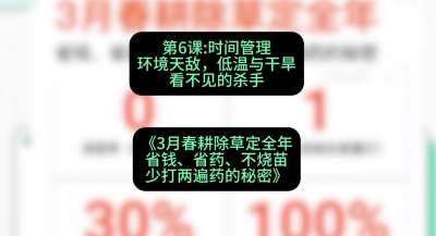 第6节：时间管理环境天敌，低温与干旱&mdash;&mdash;看不见的杀手，课程：《3月春耕除草定全年：省钱、省药、不烧苗、少打两遍药的秘密》
